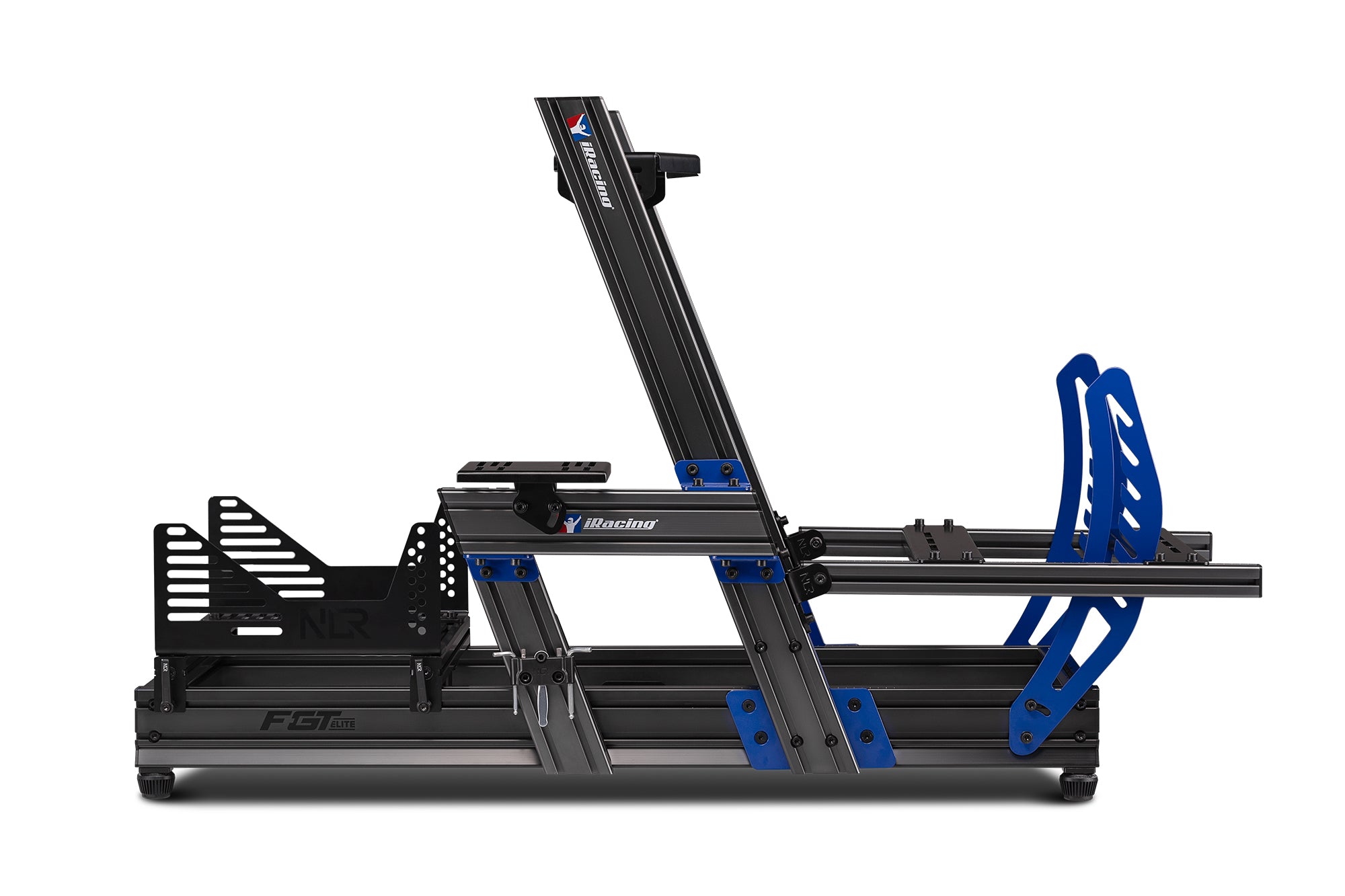 Next Level Racing F-GT Elite iRacing Edition cockpit offering multiple racing positions for sim racing enthusiasts, with premium aluminum profile design.