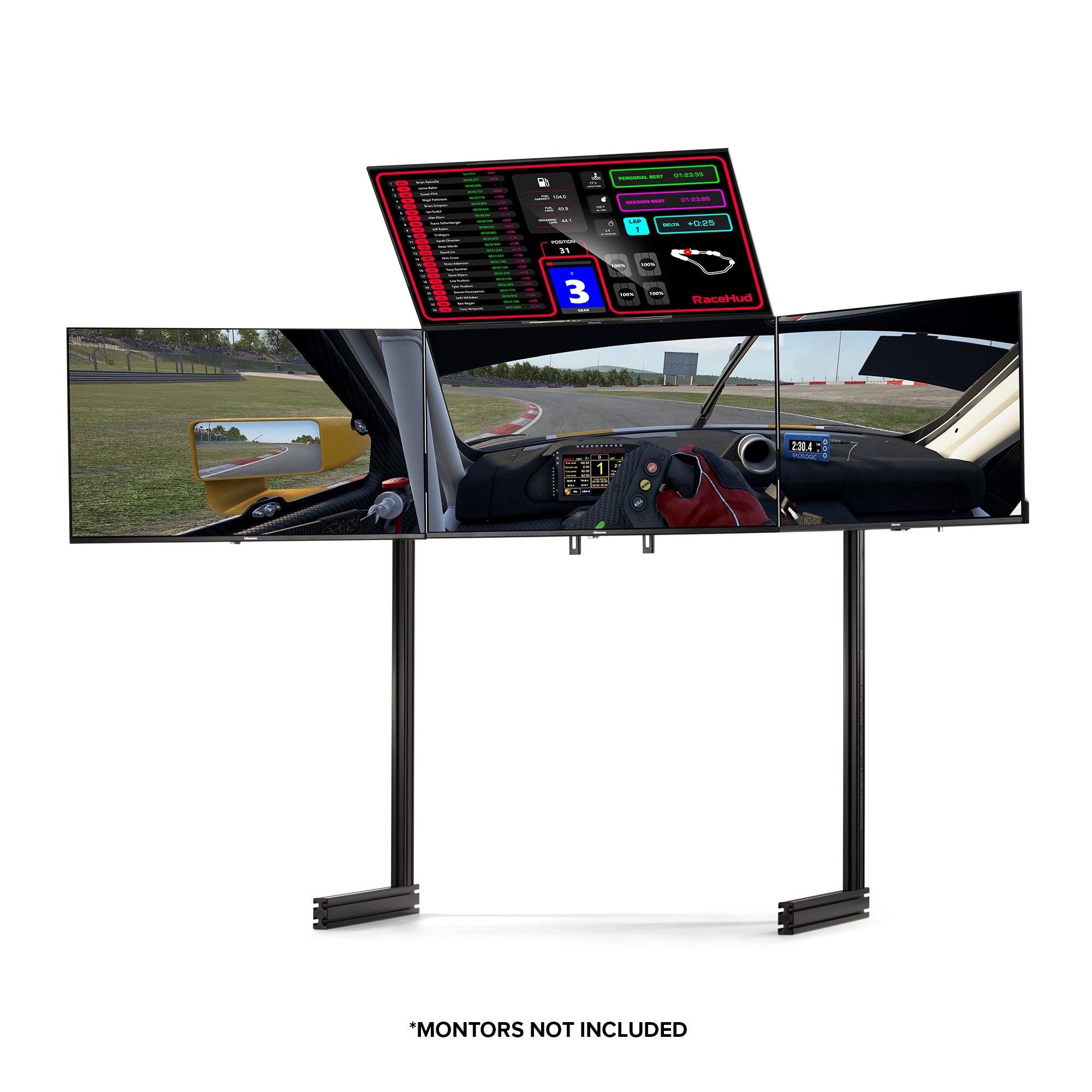 ELITE Free Standing Quad Monitor Stand – Black Edition | Immersive Sim Racing Setup