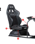 Next Level Racing GTRacer Cockpit offering a premium GT racing experience with a reclining seat, adjustable mounts, and full support for sim racing peripherals.