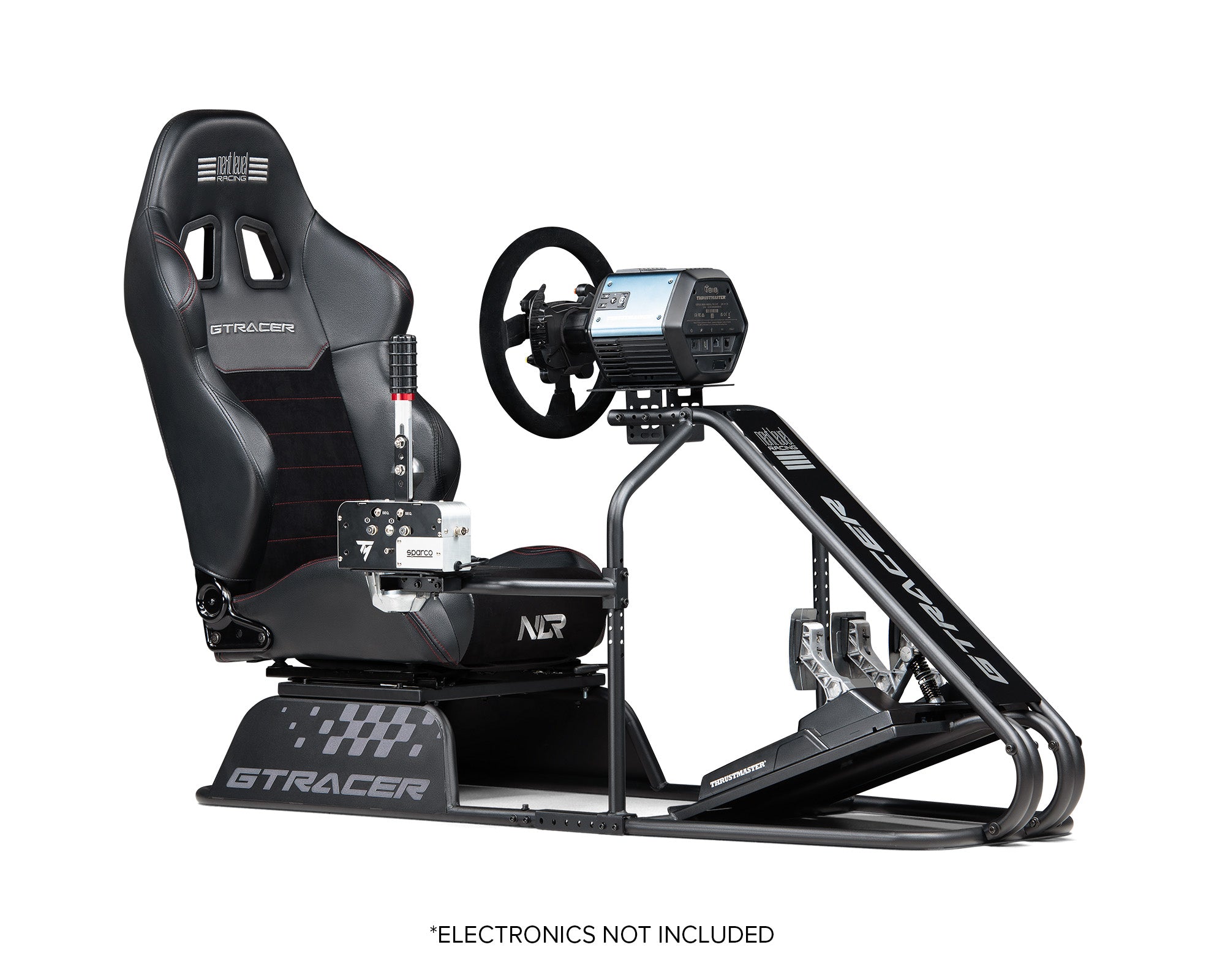 Next Level Racing GTRacer Cockpit offering a premium GT racing experience with a reclining seat, adjustable mounts, and full support for sim racing peripherals.