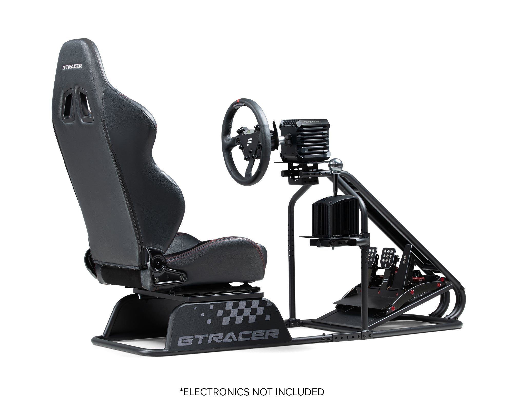 Next Level Racing GTRacer Cockpit offering a premium GT racing experience with a reclining seat, adjustable mounts, and full support for sim racing peripherals.